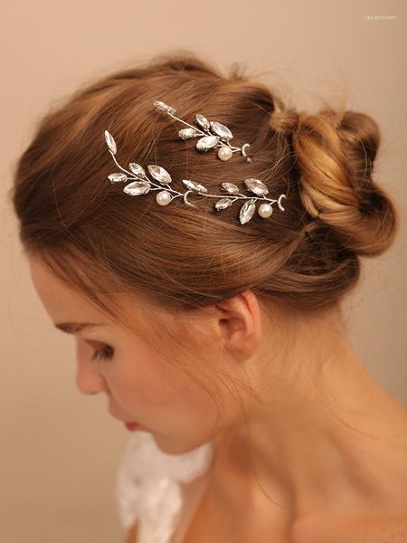 Tocados simples de diamantes de imitación 3 uds horquillas plata oro rosa mujeres postizos tocado de novia para el cabello Tiaras accesorios de boda