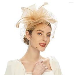 Tocados Spot Accessoire Cheveux Retro Tocado nupcial Velo Accesorios para el cabello de boda Flor A cuadros Malla Pluma Sombrero de copa Horquilla Tocado