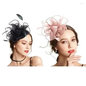 Headpieces thee feest hoofdband veer fascinator kopstuk vrouwen mesh cocktail dropship