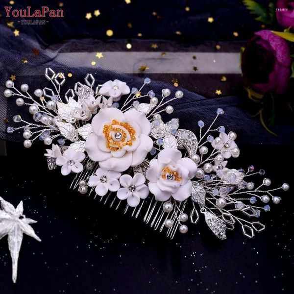 Coiffes topqueen floral weding poil morceau côté peigt nual with fleurs bridemaids head morceaux clips hp320