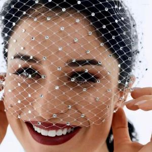 Headpieces TOPQUEEN VA06 Birdcage Veil Russian Tulle Cage Face With Diamond Bachelorette Party Accessories Handband Bridal Veils