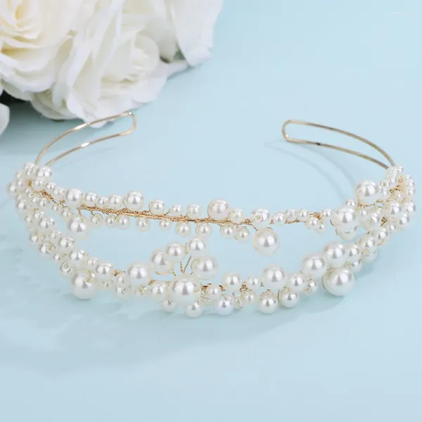 Tocados de moda para boda, joyería para la cabeza, corona de oro rosa plateada, diademas hechas a mano con perlas, accesorios para el cabello para novia