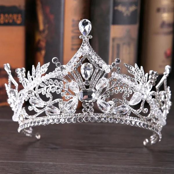 Tocados Vintage Gran corona nupcial Rhinestone Boda real Reina Coronas Princesa Cristal Barroco Fiesta de cumpleaños Tiaras para novia Dulce 16 1