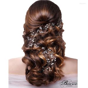 Coiffures Vintage coiffure de mariée 100 CM femme perles perlées doré blanc cheveux accessoires cadeaux de fête de mariage