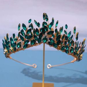 Headpieces vintage groene strass bruiloft tiara's en kronen voor vrouwen bruids haaraccessoires optocht hoofd sieraden