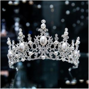 Coiffes Vintage surdimensionné perle couronne haut de gamme ADT robe de mariée accessoires alliage cristal princesse diamant cheveux mariage, fête Ev Dhi9R