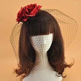 Headpieces Vintage Rose Flower Hair Accessoires Clip Sexy Head Dress Korea Japan Zwart Wit