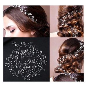 Coiffes Vintage Sier Feuilles Cheveux Longs Vigne 100Cm Tête Accessoires Fête De Bal Filles Bandeaux Coiffes De Mariée Pour Drop Delivery E Dhxqd