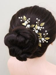 Headpieces Vintage Silver Gold Leaf Hair Pins Pearl Flower sieraden voor bruid feest ornamenten bruiloft accessoires Clipsheadpieces