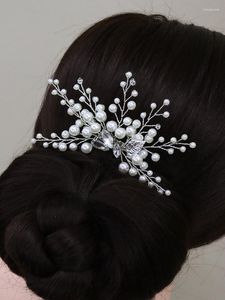 Tocados Vintage plata perla nupcial peineta para el cabello joyería de diamantes de imitación mujeres boda accesorio Clip para fiesta