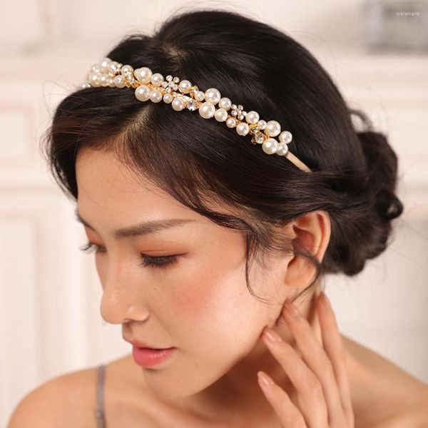 Tocados Vintage boda corona oro perla diamantes de imitación novia diadema mujer tocado lujo cabeza joyería nupcial accesorios para el cabello