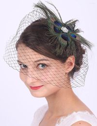 Headpieces vintage bruiloft sluier zwart ivoor bruids net vogelcage hoed pauw veer veer chic kopstuk bruid fascinator gezicht sluiers voor vrouwen