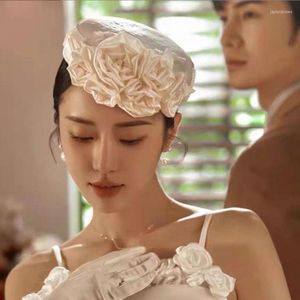 Coiffes mariage mariée chapeau dame fête casque mode chapeaux église fleur perles cheveux accessoires accessoire de mariée