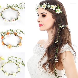 Tocados Boda Floral Guirnalda Flor Corona Corona Banda para el cabello Accesorios Tocados Dulce Moda Hecho a mano DIY