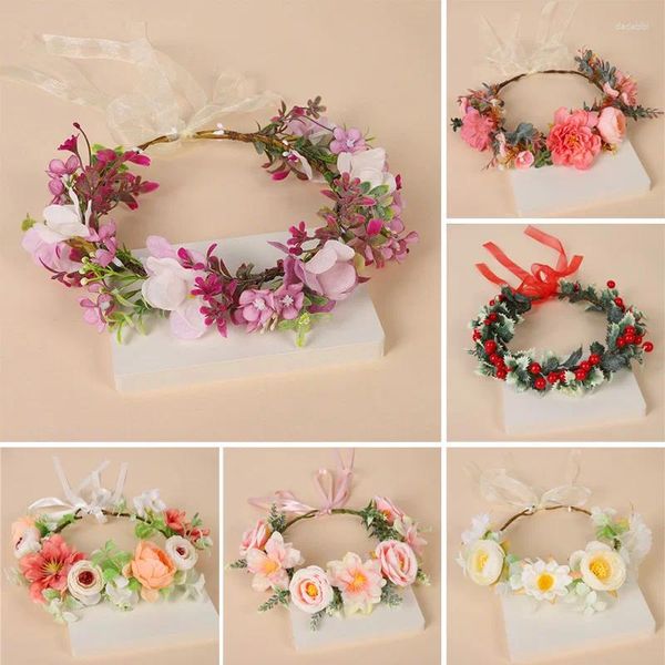 Coiffes mariage garland couronne de fleur de cheveux coulants accessoires