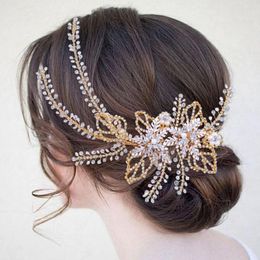 Tocados Accesorios para el cabello de boda Tocado de novia Vine Crystal Crown Diadema Tocado Tiara