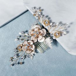 Coiffes mariage cheveux accessoires cristal fleur perle peignes pour femmes mariée casque fête bijoux demoiselle d'honneur cadeau