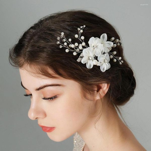 Coiffes Peignes De Cheveux De Mariage Pour Femmes Accessoires Ivoire Blanc À La Main Fleur Perle Bijoux De Mariée Partie Mariée Casque Cadeau