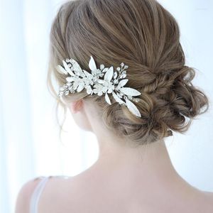 Tocados Pieza de cabeza de boda para novia diadema de diamantes de imitación horquilla tocado de novia peines para el cabello accesorios mujeres Bijoux Cheveux Mariage