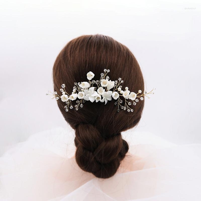 Cabeças de heardseddress de pérolas florais acessórios de cabelo ornamentos moda oeste para noiva feita à mão