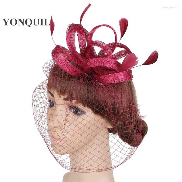 Coiffes de mariage Mesh Bridal Hair Fascinator Headwear Sinamay Fashion Headress For Women Ladies Occasion formelle Mariage Net