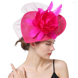 Coiffures Voiles De Mariage Fascinator Chapeau Mariée Mariée Casque Parti Église Chapeau Mode Plume Accessoires De Cheveux Sinamay Fascinators