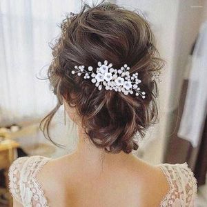 Headpieces Witte haarkammen bruid parel kopstuk oorbellen prachtige schaal bloemen bruids hoofdtooi accessoires voor bruiloft vrouwen