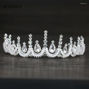 Coiffes en gros couronnes de mariée paillettes cristal argent diadèmes de mariage bandeau de mariage décorations de tête de fête d'anniversaire SQ319