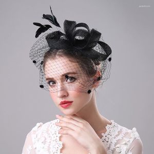 Coiffes Femme Chapeaux De Mariage Avec Peigne Noir Plume Net Couverture Visage De Mariée Pour Les Femmes Facinateurs Élégants Accessoires Mariage