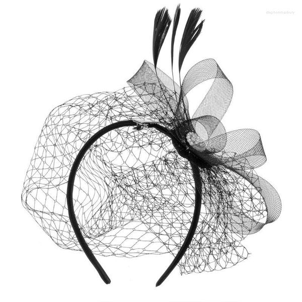 Tocados para mujer, tocado para fiesta, velo de plumas, sombrero con horquilla, red de malla de diamante, diadema nupcial para boda, accesorios decorativos para el cabello femenino