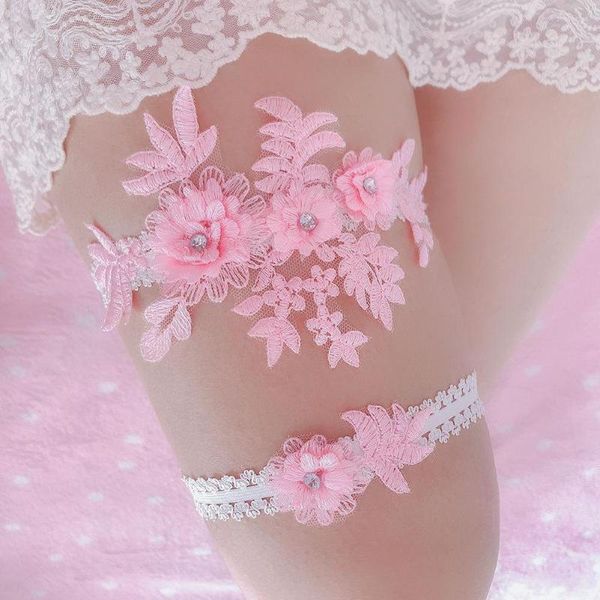 Coiffures Femmes Fleur Jambe Anneau Sexy Dentelle Jarretière Ceinture Bowknot Jarretières De Mariage De Mariée Cosplay Mode Bas Cuisse