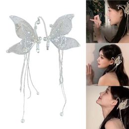 Coiffes Femmes Tassel Hairpin Big Butterfly Hair Clip Elfe Headpiece Crystal Dropship