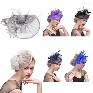 Coiffures X7YC Femmes Mariage Chapeau Fascinateur Plume Mesh Party Cocktail Coiffure Clip De Cheveux