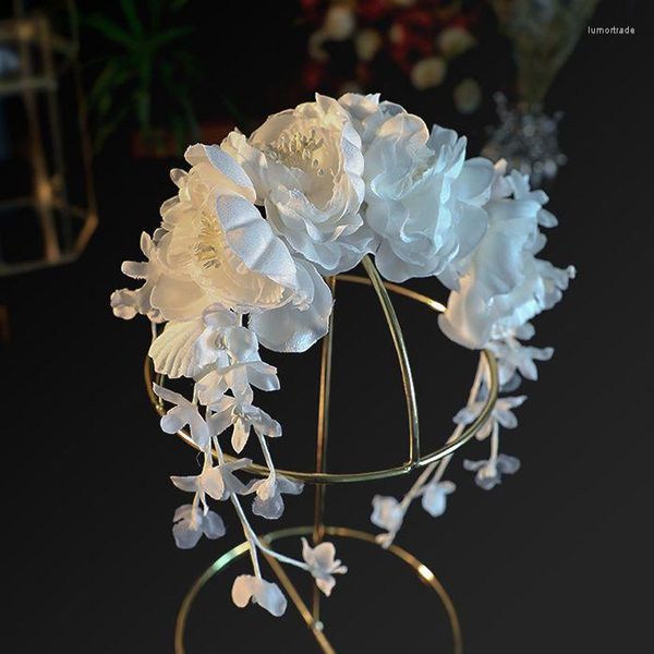 Coiffures fil soie fleur coiffe de tête mariée coiffure femmes filles bandeaux décoration mariage cheveux accessoires