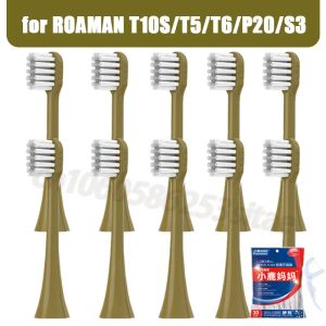 Têtes 10pcs têtes de brossage de remplacement pour roaman t10 / t10s / t3 / t5 / t6 / t20 / e7 / v5 brosse à dents électrique têtes de brosse à dents softs
