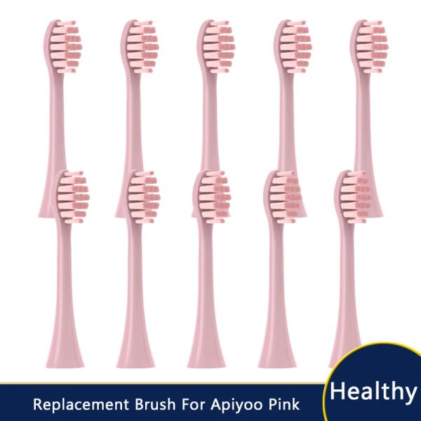 Têtes 10pcs remplacement pour apiyoo lune rose new type brosse à dents têtes de brosse à dupont de dupont têtes de brosse douce buse