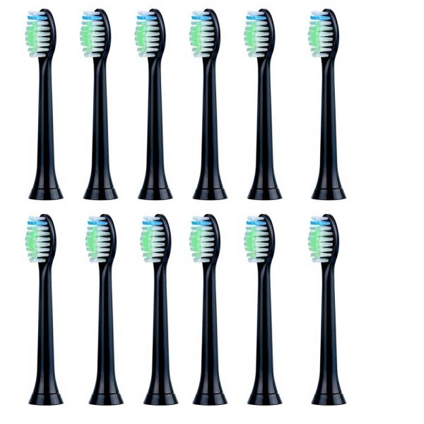 Cabezales de 12 piezas cabezales de reemplazo de cepillo de dientes para Philips Sonicare Diamondclean HX6064/65 Negro