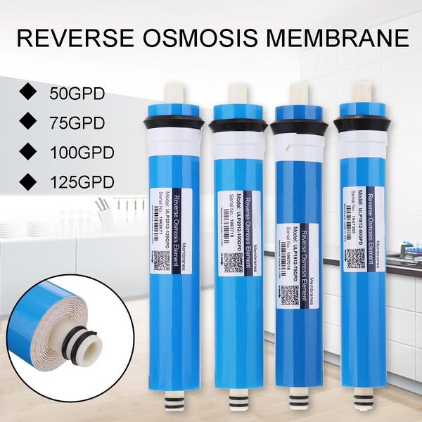 Têtes 1pcs 50/75/100/125 gpd maison cuisine inverse osmose ro membrane remplacement système d'eau filtre filtre purificateur