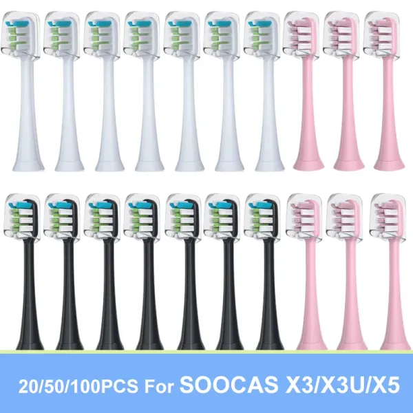 Têtes 20/50 / 100pcs Bruss de remplacement têtes pour SOOCas x3 / x3u / x5 brosse à dents électrique sonore