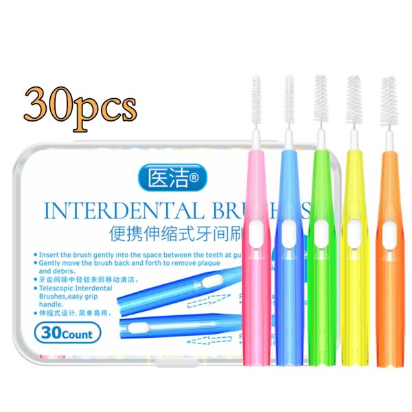 Têtes 30pcs Je façonne un pinceau interdentaire 0,61,5 mm cure-dent dentaire Nettoyage des brosses dentaire entre les dents Brosse à dents orthodontique