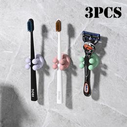 Têtes 3pcs Adhésif Silicone Brosse à dents Holdants muraux serviettes suspendues Câbles et cordes de cuisine et de salle de bain Organisation