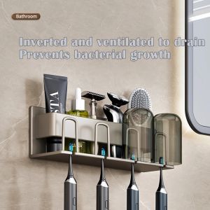 Têtes de punch en aluminium Mur en aluminium Murle de brosse à dents électrique Horbandage de dentifrice à crochet de rangement accessoires de salle de bain Organisateur de la salle de bain