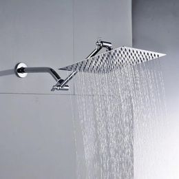 Amazon Hot 6/8/10/12/16 "ensemble carré pomme de douche en acier inoxydable poli Chrome salle de bain pluie grande pomme de douche et douche rotative