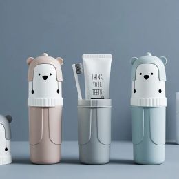 Cabezales de dibujos animados de pasta de dientes de oso accesorios de baño accesorios de baño portátiles de viaje de viaje portátiles organizador de baño
