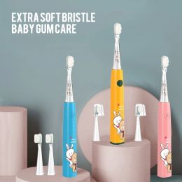 Têtes Brosse à dents électriques pour enfants Ultrasonic Intelligent Typec Rechargeable DuPont Soft Fur sensible bébé 312 ans importé