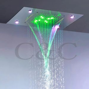Pommeaux de douche contemporains, pluie et cascade, 110V ~ 220V, courant alternatif coloré, LED, ensemble de douche supérieure de salle de bain L50X36P