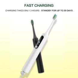 Têtes de brosse à dents sonores électrique nettoyage 5 Mode bricolage Affichage LCD Blantenant les taches de tartare de respiration profonde enlevant la charge USB