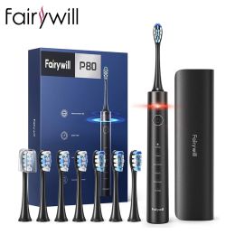 Heads Fairywill Electric Brush P80 Smart Timer Smart Sile Ipx7 Imperproof Fast Charging Remplacement Heads 5 Modes avec boîtier