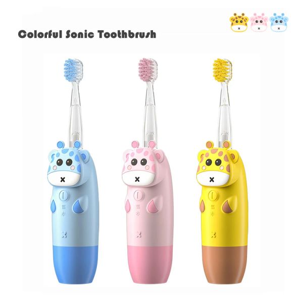 Têtes pour 312 âges pour enfants sonic électrique Brosse de brosse à dents colorée LED Sonic Kids Brush Smart Timer Brush Heads Gift J291