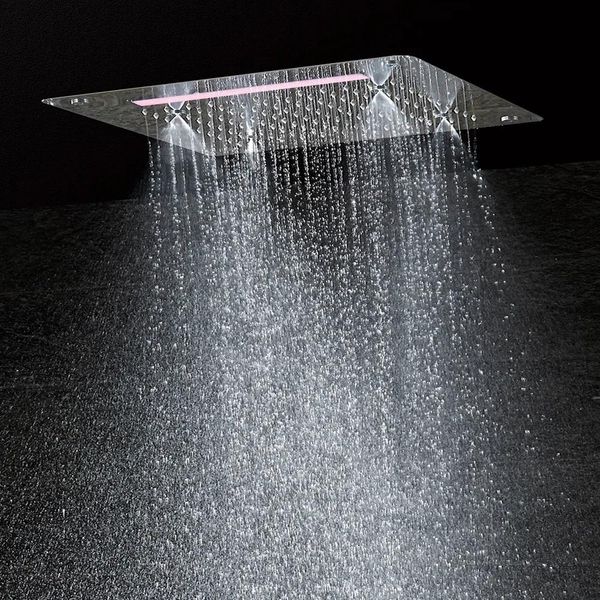 Têtes de luxe salle de bain LED plafond pomme de douche accessoires SUS304 400x400mm fonctions pluie cascade brume douche DF5326